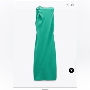 Zara LINEN BLEND RUCHED DRESS